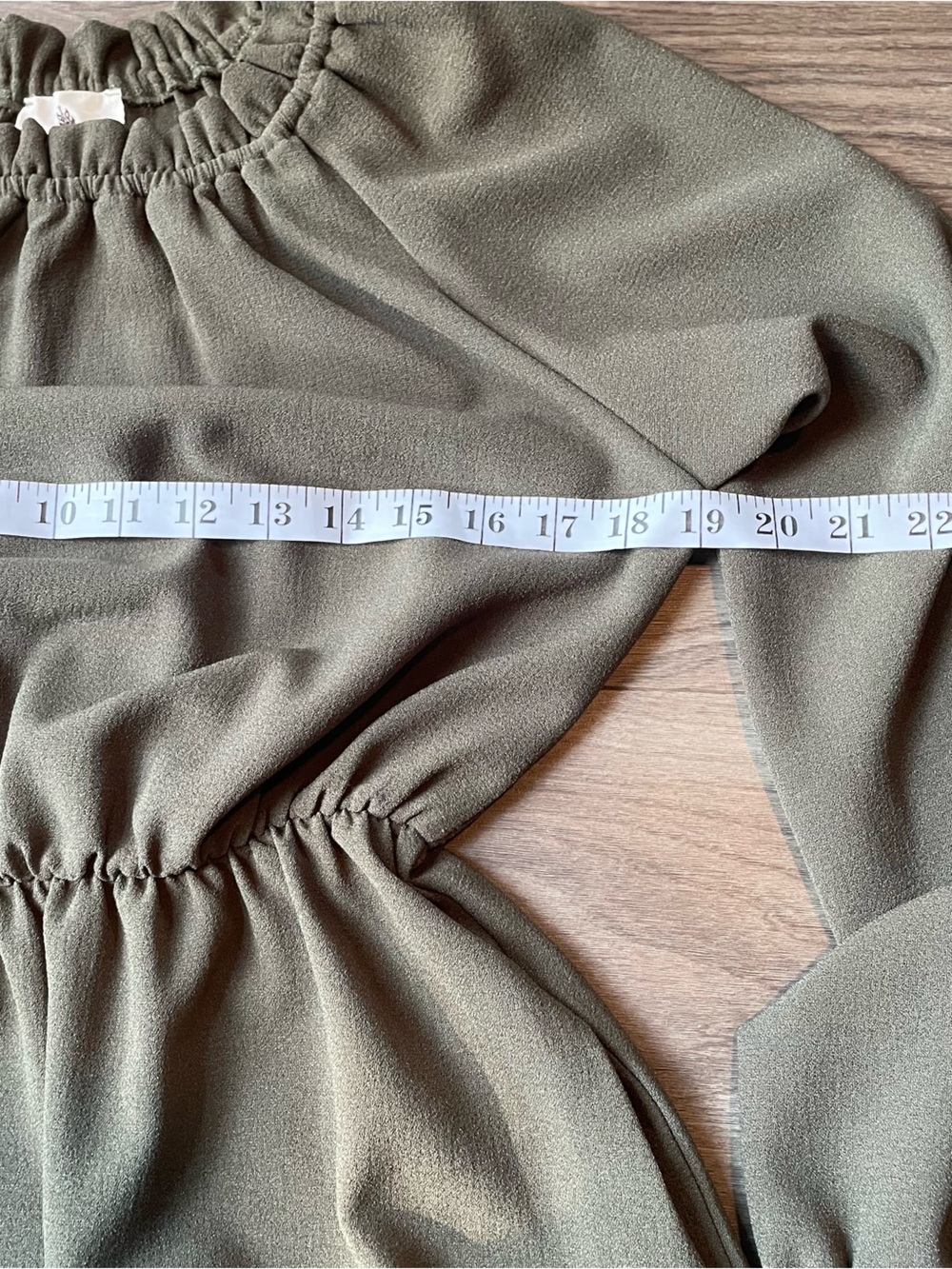 Dark Olive Green Long Sleeve Elastic Waist Dress - Picture 4 of 9